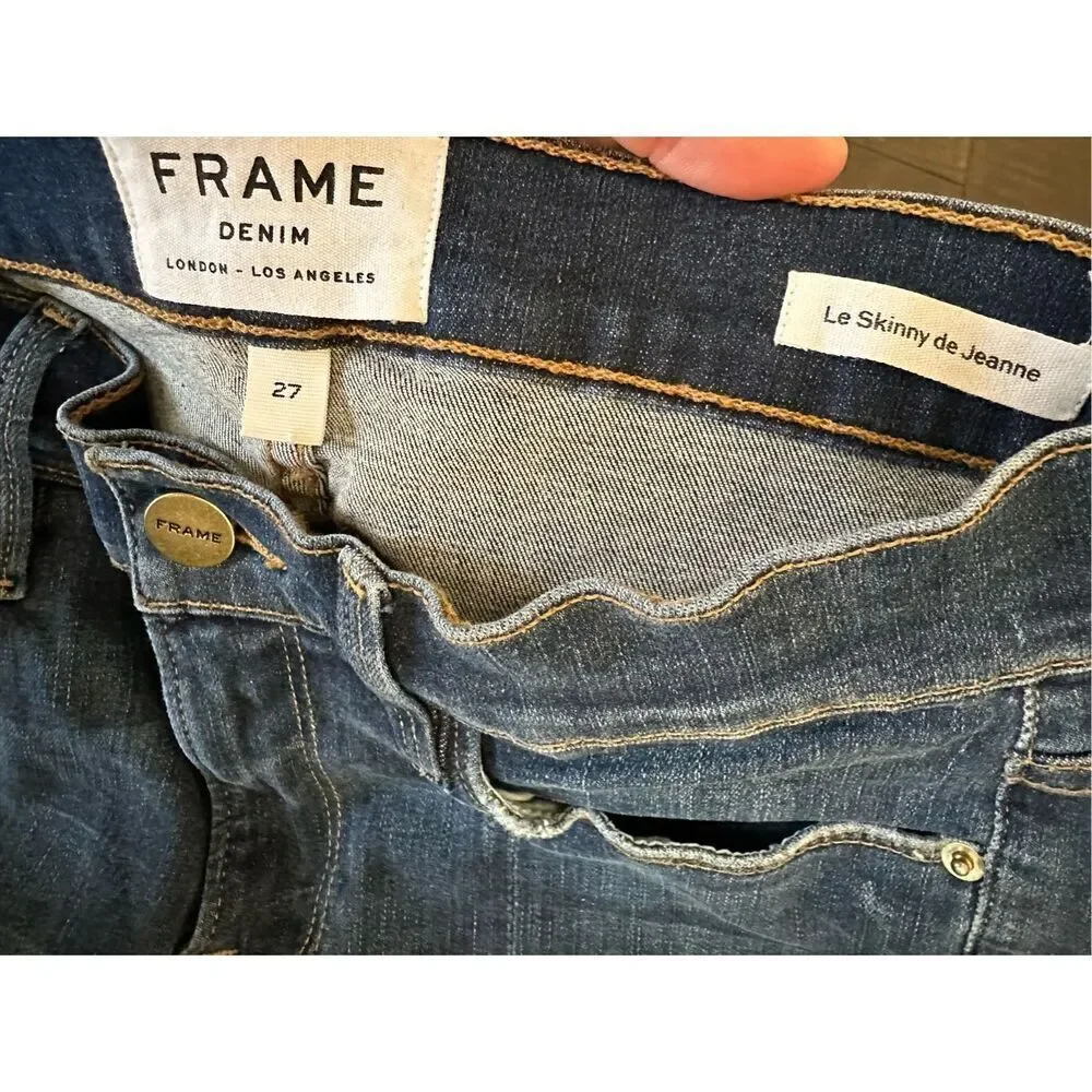 FRAME Denim Skinny Ankle Zip Le Skinny de Jeanne Blue Classic 5 Pocket Jeans Siz